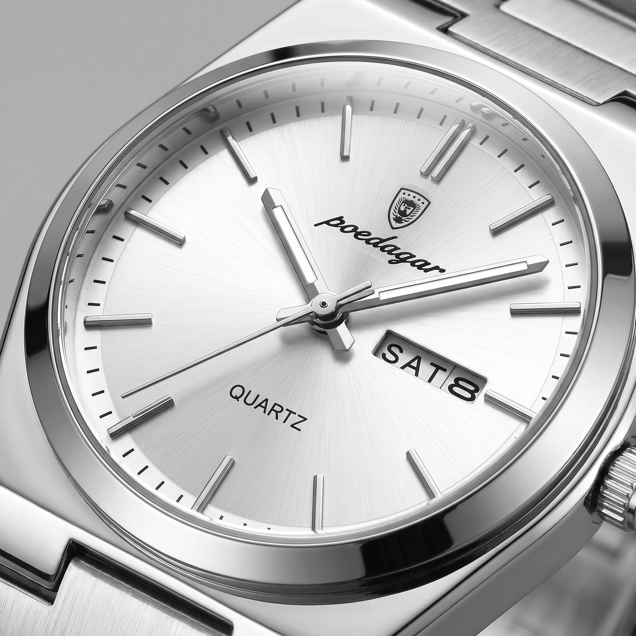Herrenuhr mit Sonnenburst-Zifferblatt Edelstahlarmband
