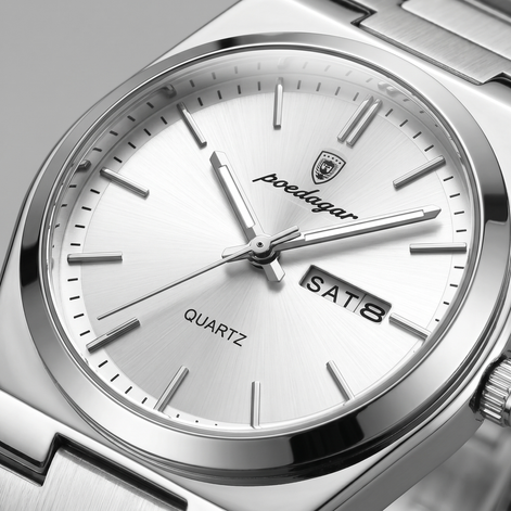 Herrenuhr mit Sonnenburst-Zifferblatt Edelstahlarmband