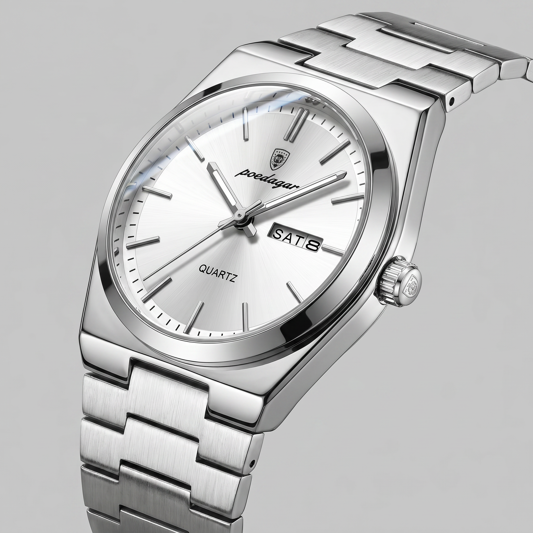 Herrenuhr mit Sonnenburst-Zifferblatt Edelstahlarmband