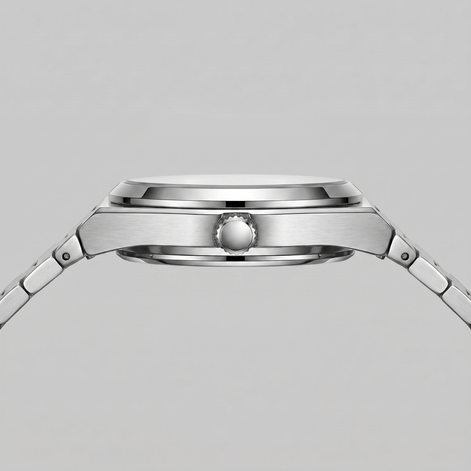 Herrenuhr mit Sonnenburst-Zifferblatt Edelstahlarmband