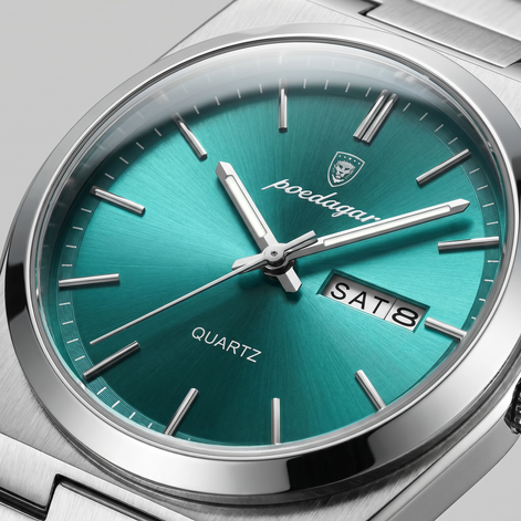 Herrenuhr mit Sonnenburst-Zifferblatt Edelstahlarmband