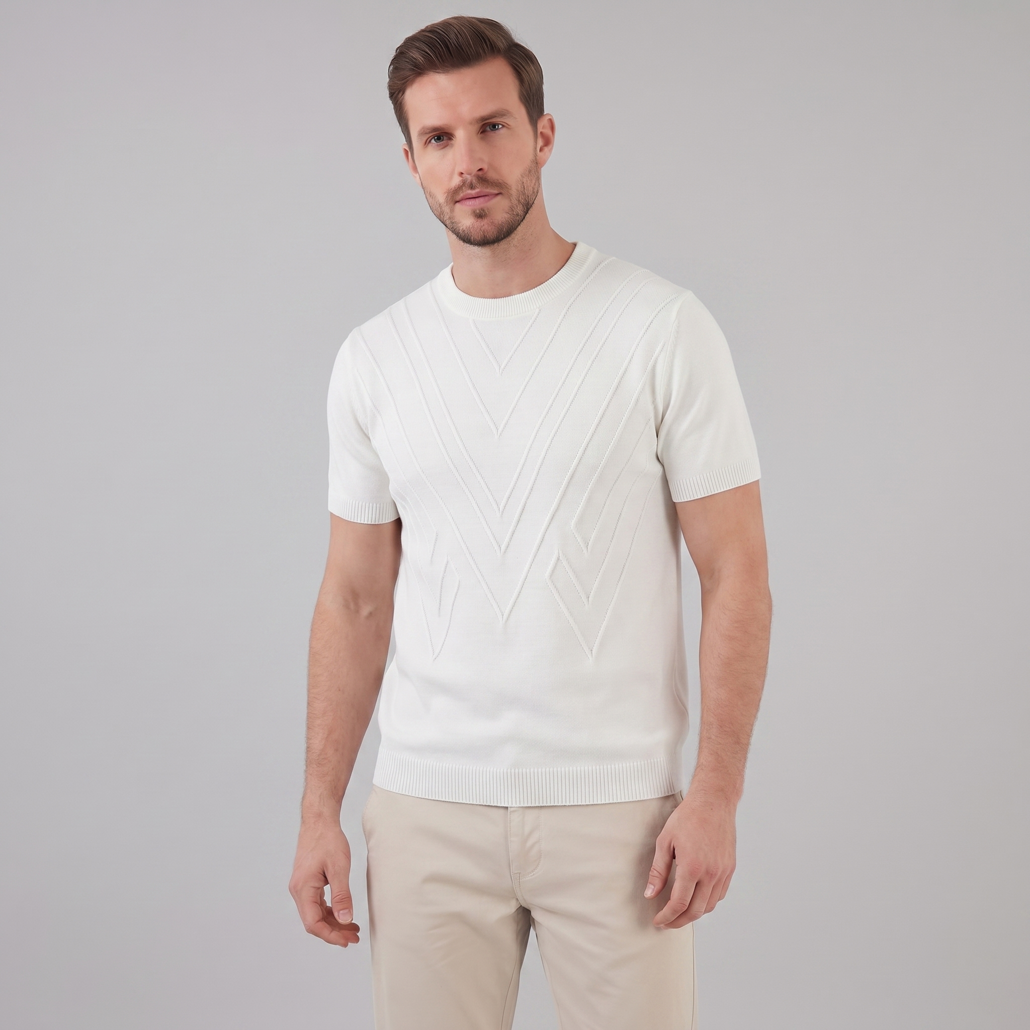 Herren Texturiertes Strick T Shirt
