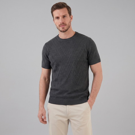 Herren Texturiertes Strick T Shirt