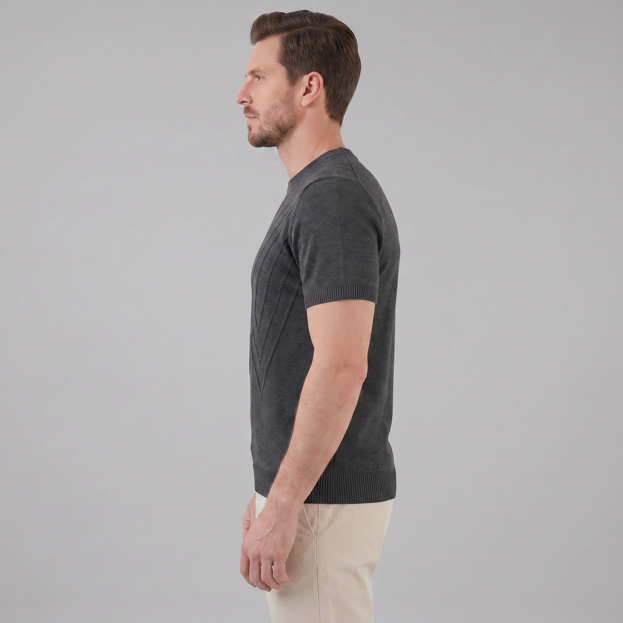 Herren Texturiertes Strick T Shirt