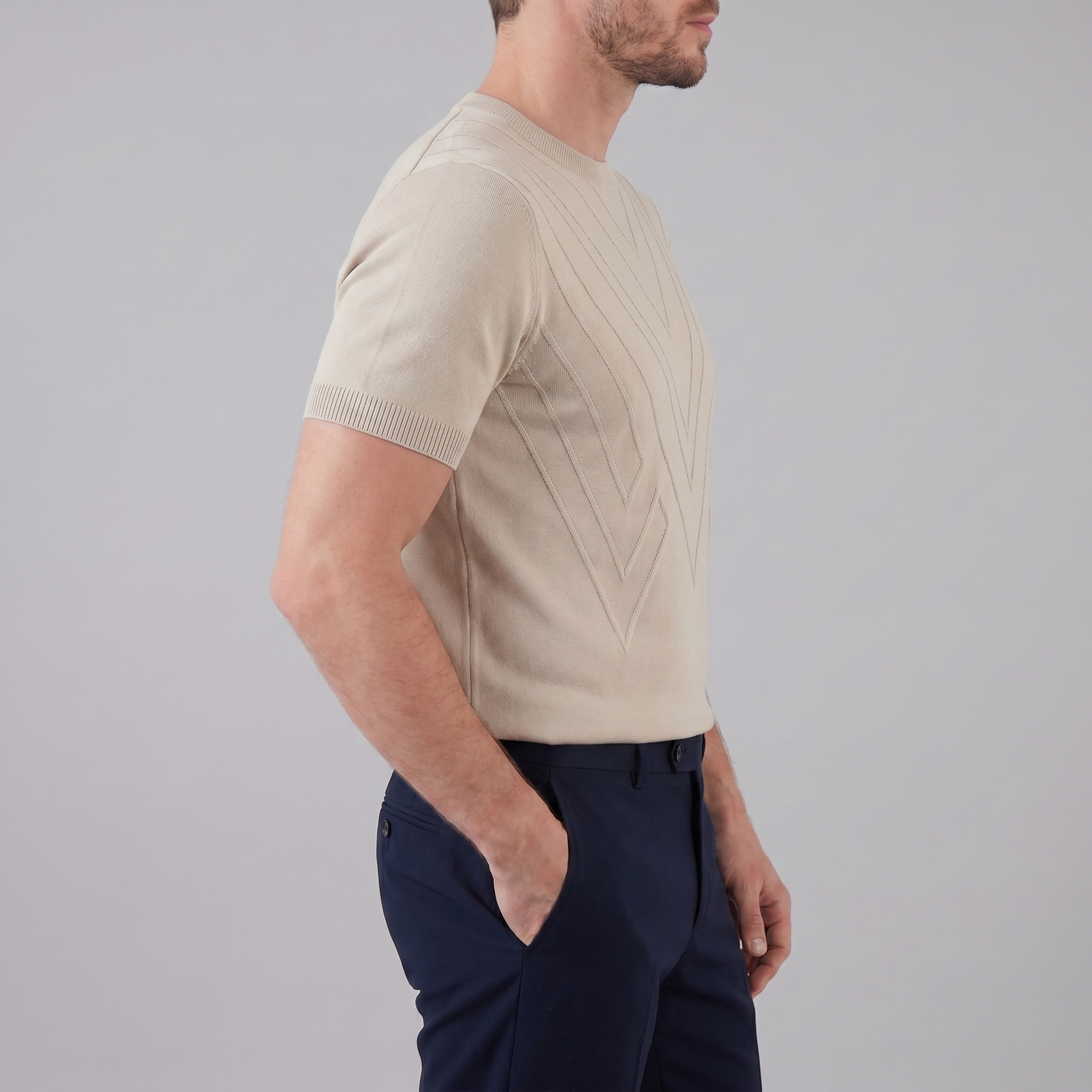 Herren Texturiertes Strick T Shirt