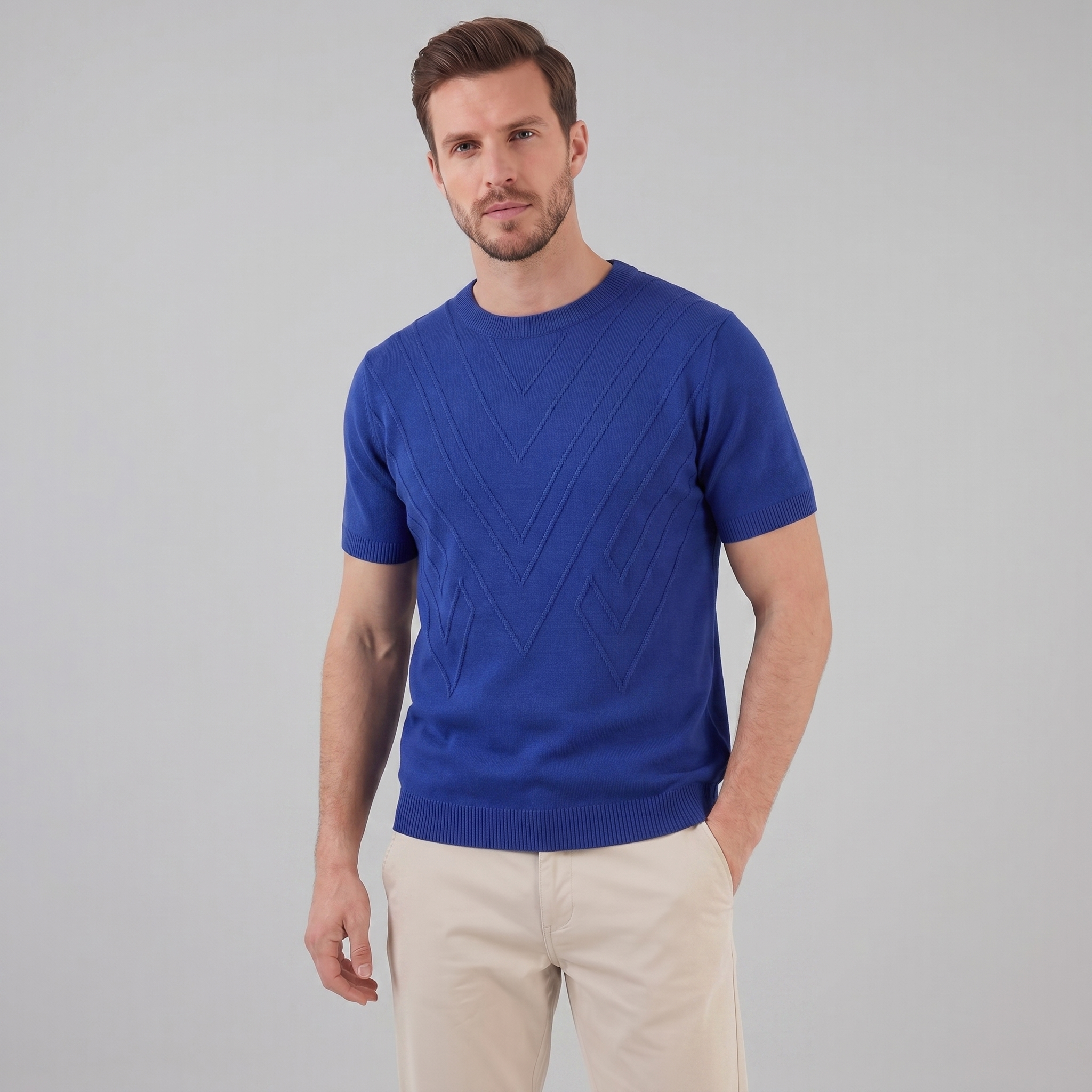 Herren Texturiertes Strick T Shirt