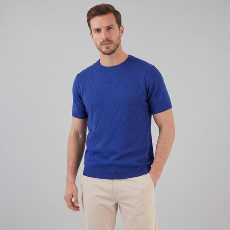 Herren Texturiertes Strick T Shirt