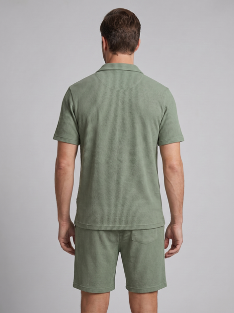 Herren Texturiertes Strick-Zweiteiliges Set mit Poloshirt und Shorts