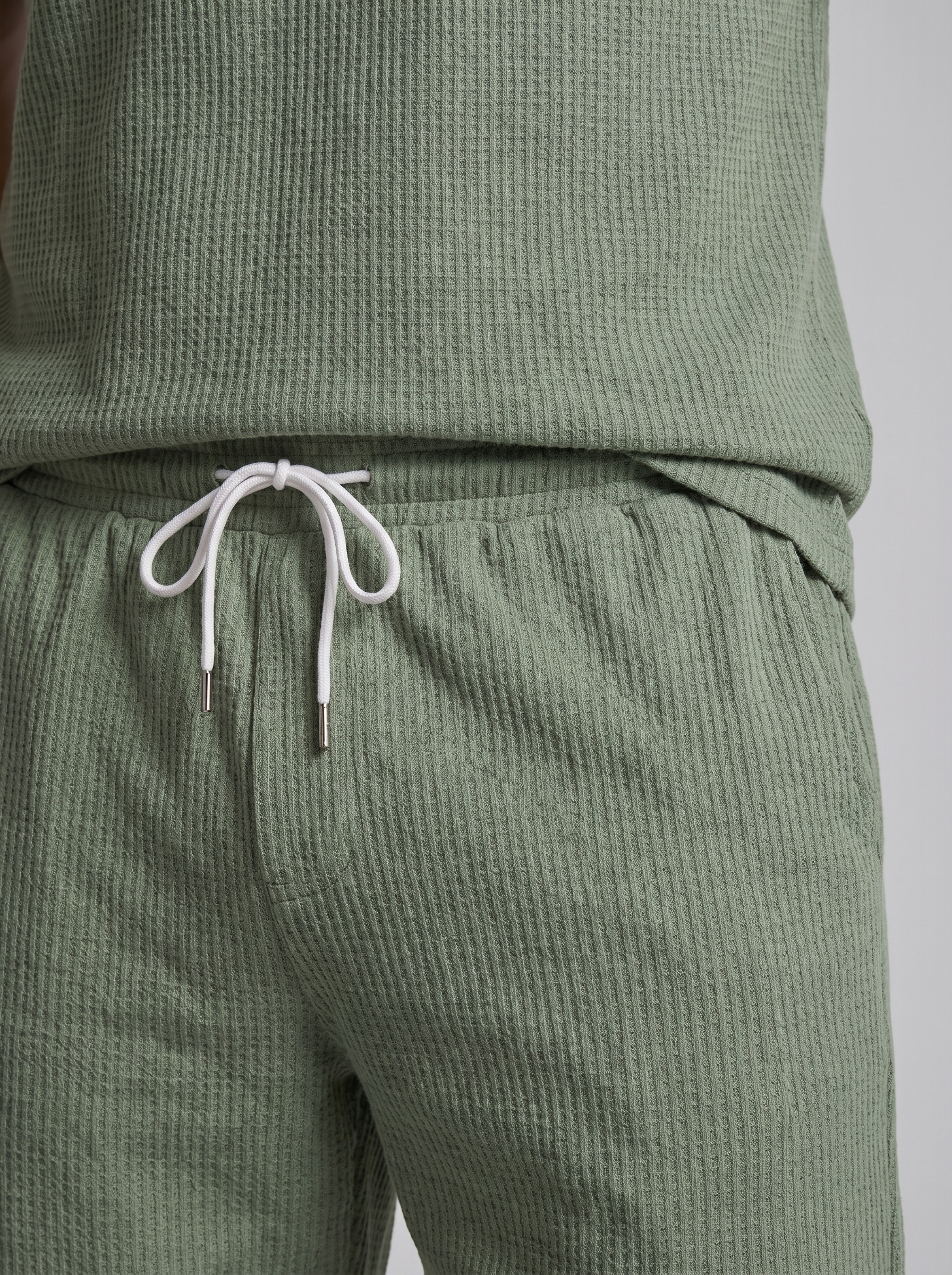 Herren Texturiertes Strick-Zweiteiliges Set mit Poloshirt und Shorts