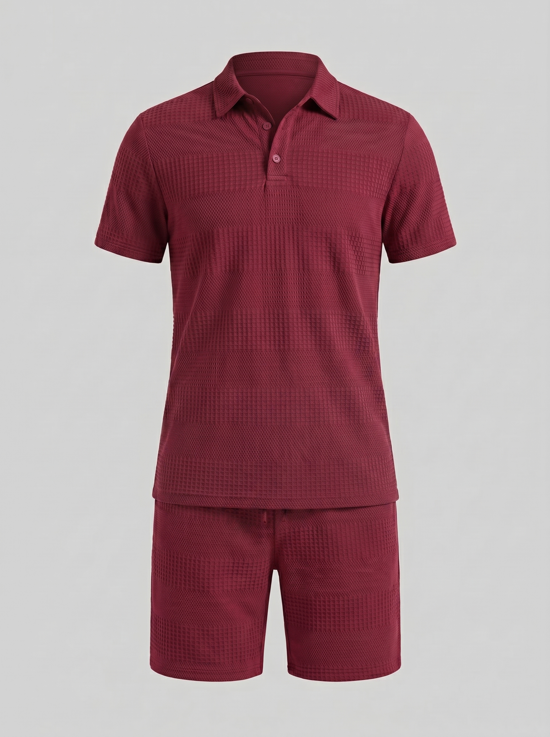Herren Texturiertes Polo Und Shorts Set