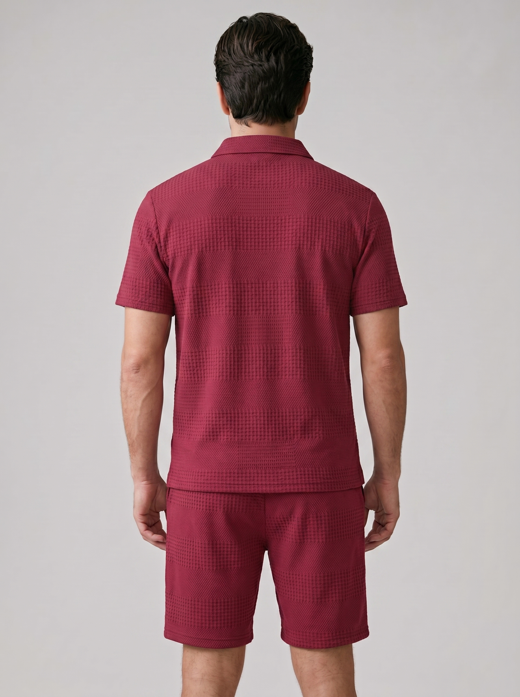 Herren Texturiertes Polo Und Shorts Set
