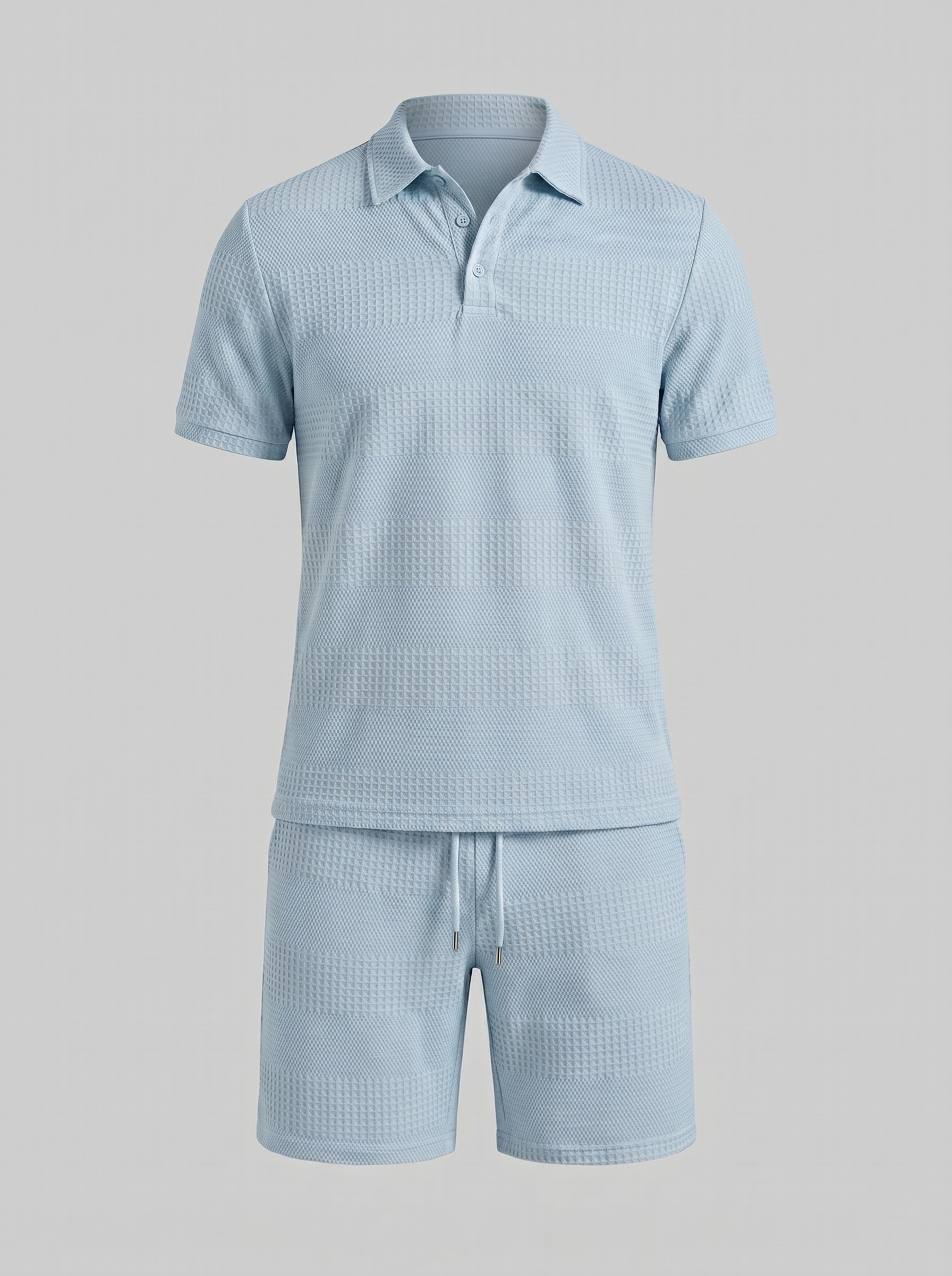 Herren Texturiertes Polo Und Shorts Set
