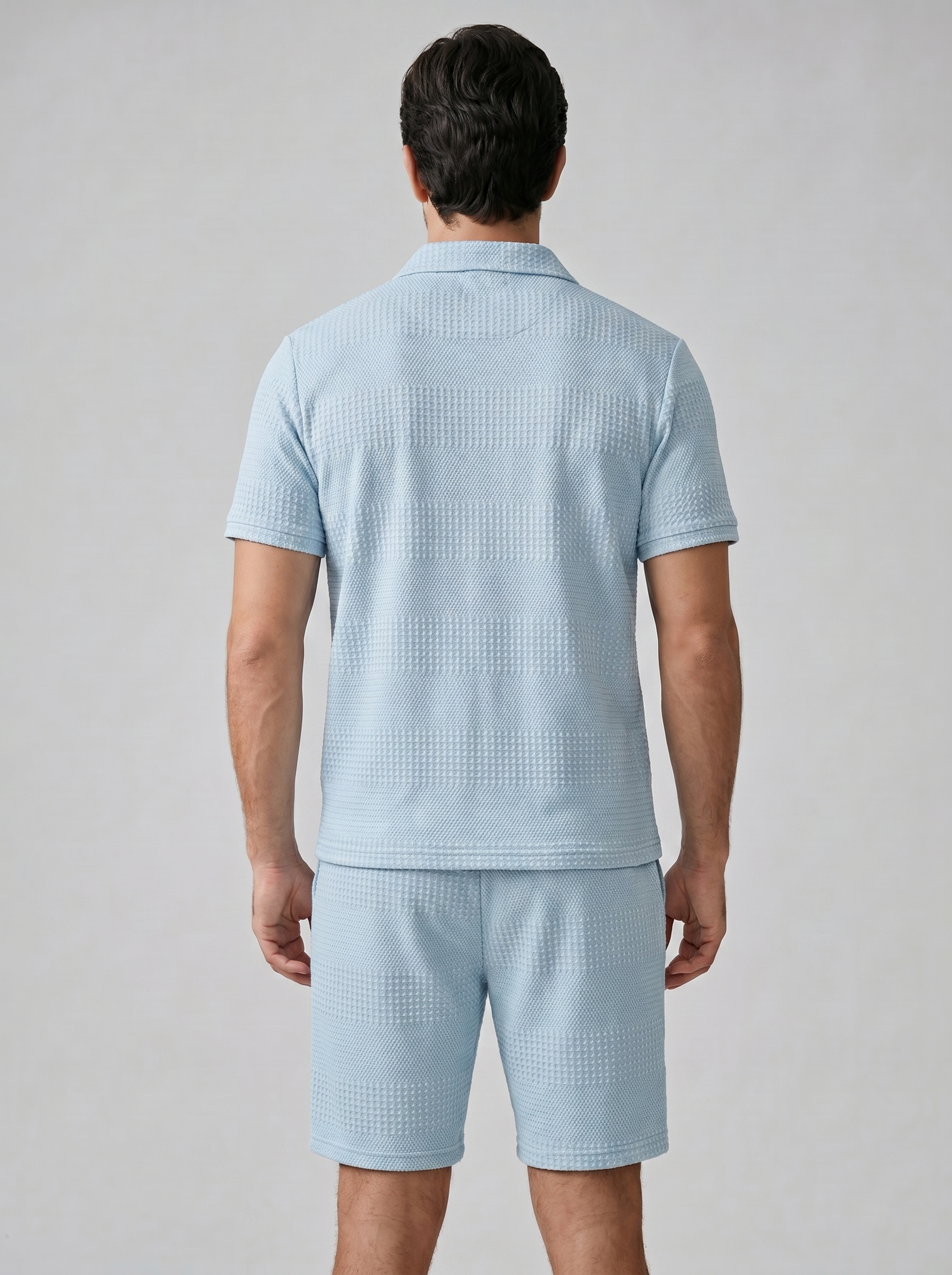 Herren Texturiertes Polo Und Shorts Set