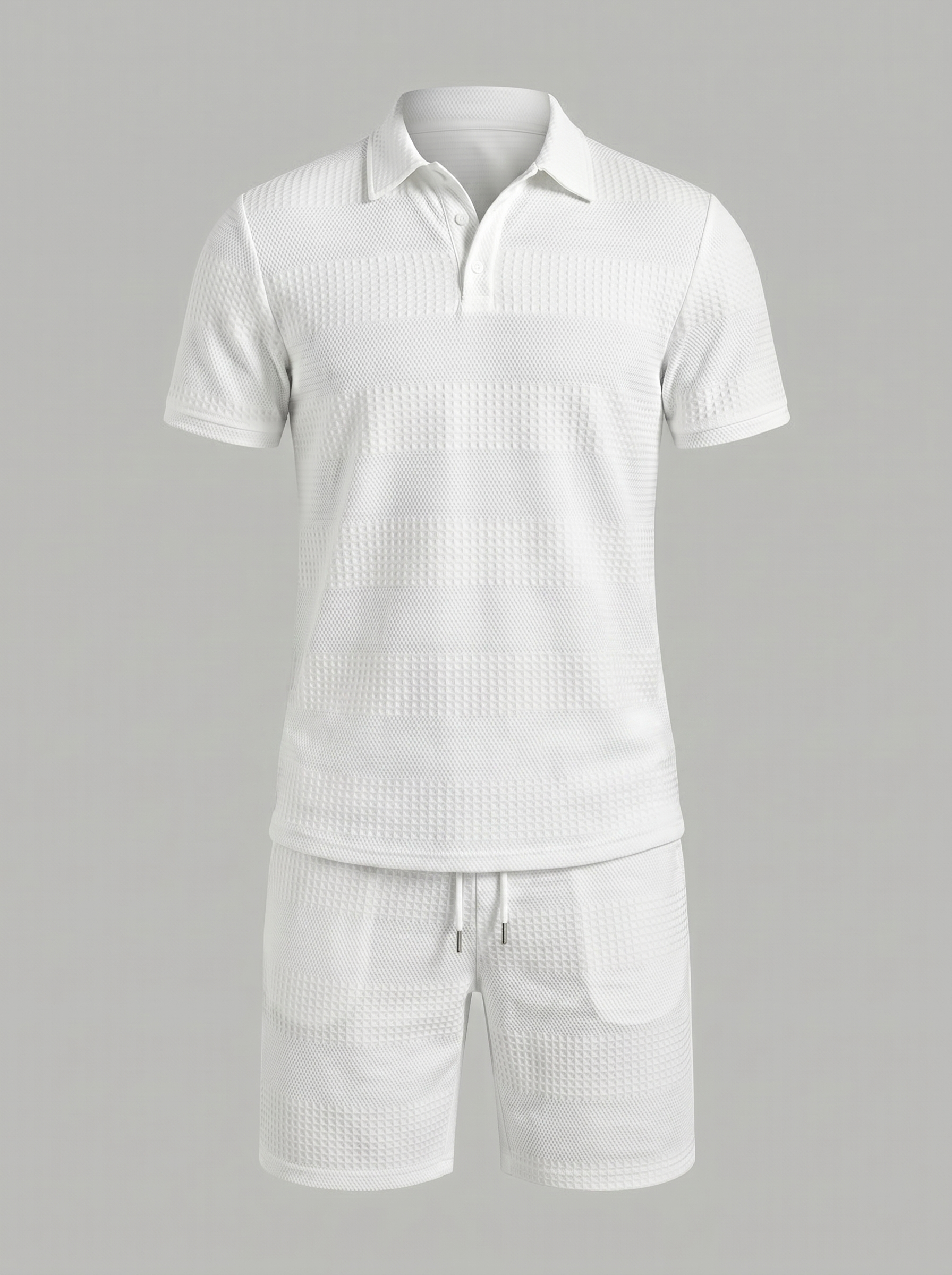 Herren Texturiertes Polo Und Shorts Set