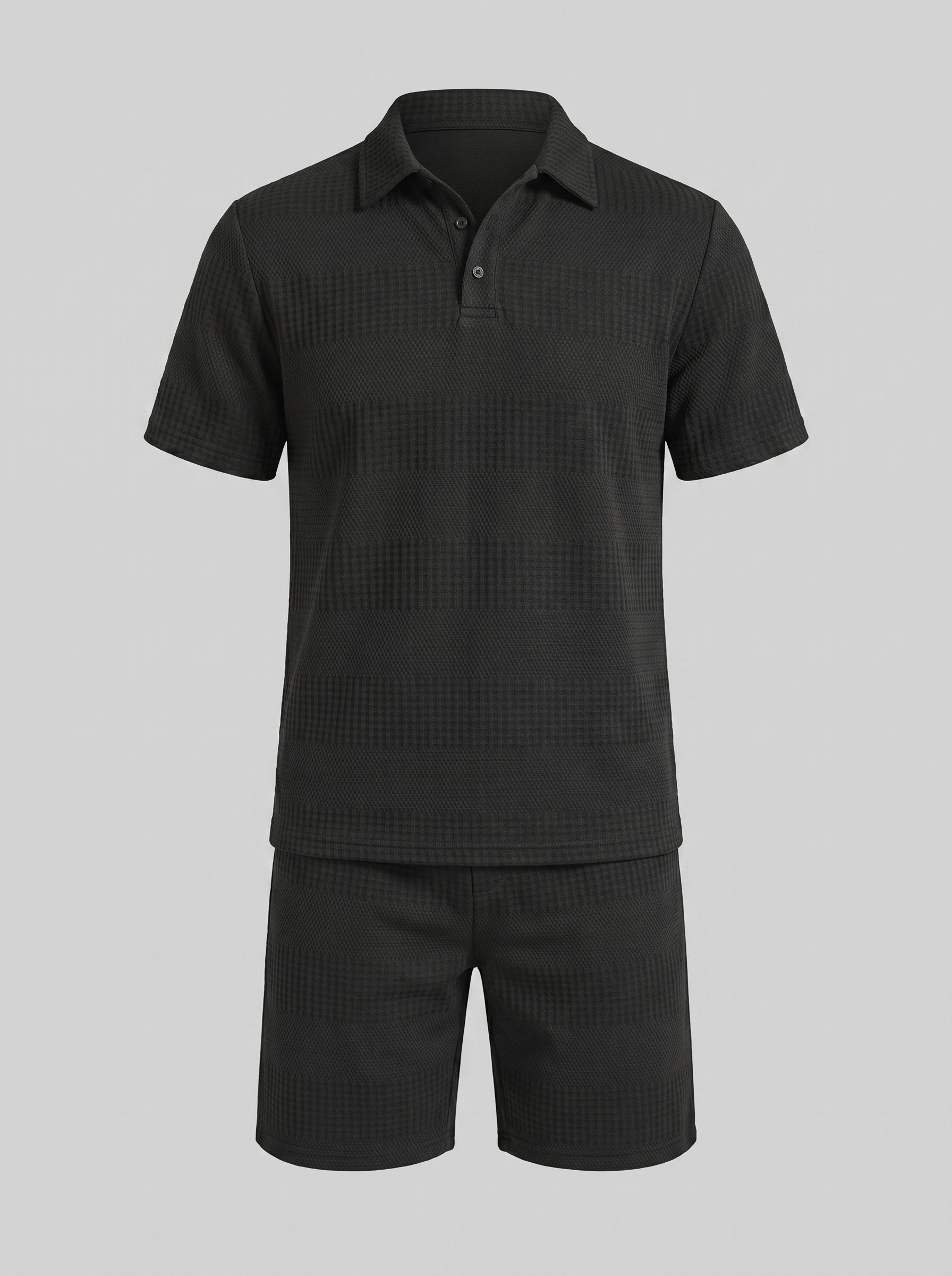 Herren Texturiertes Polo Und Shorts Set