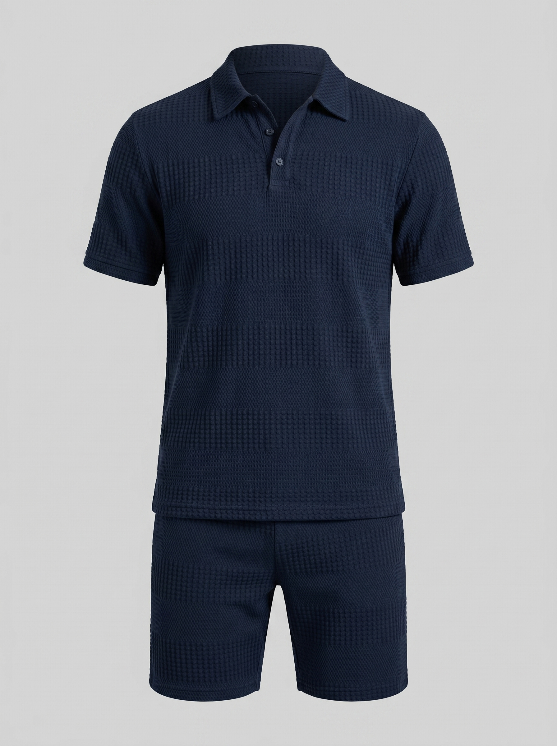 Herren Texturiertes Polo Und Shorts Set