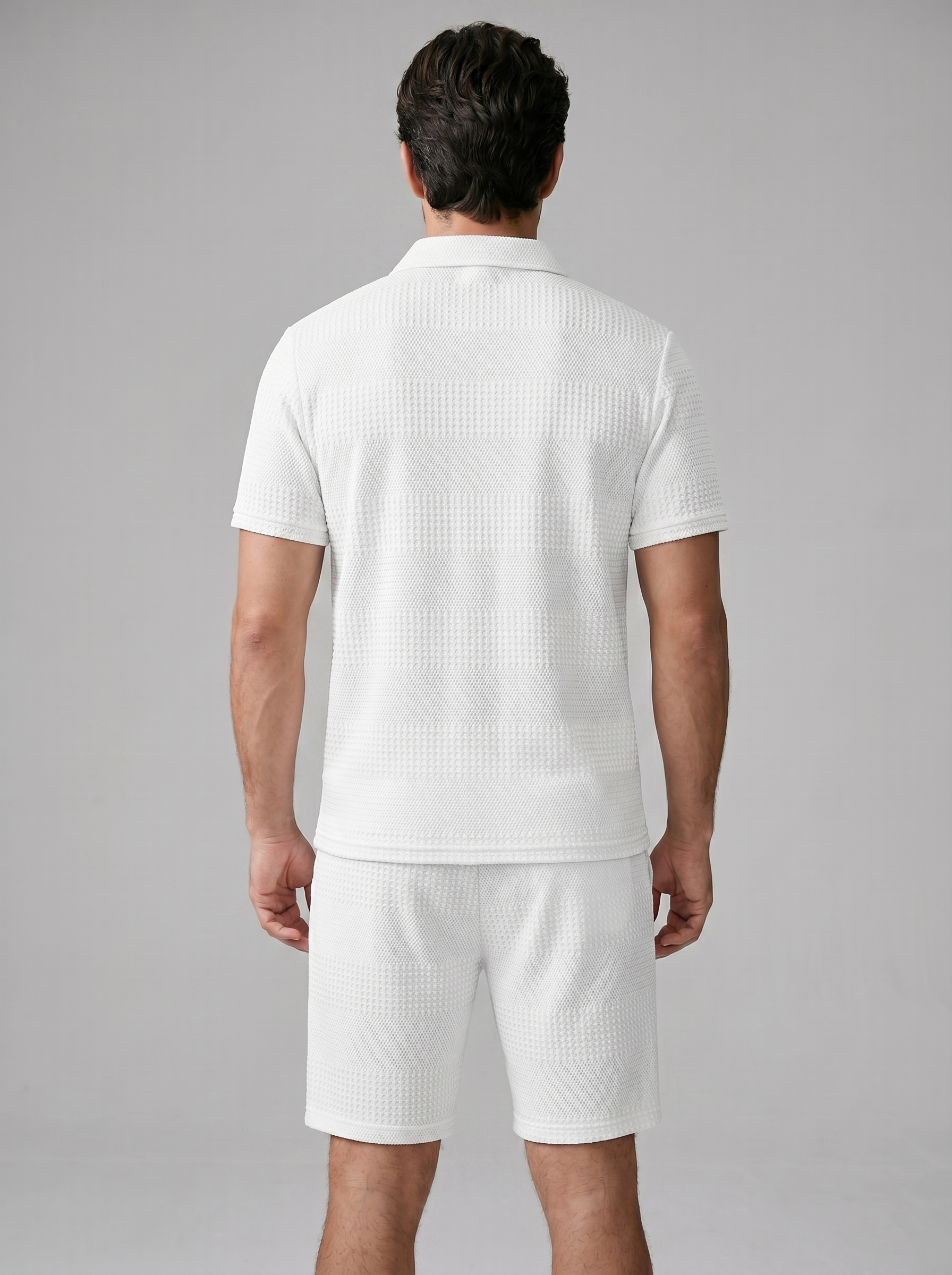 Herren Texturiertes Polo Und Shorts Set