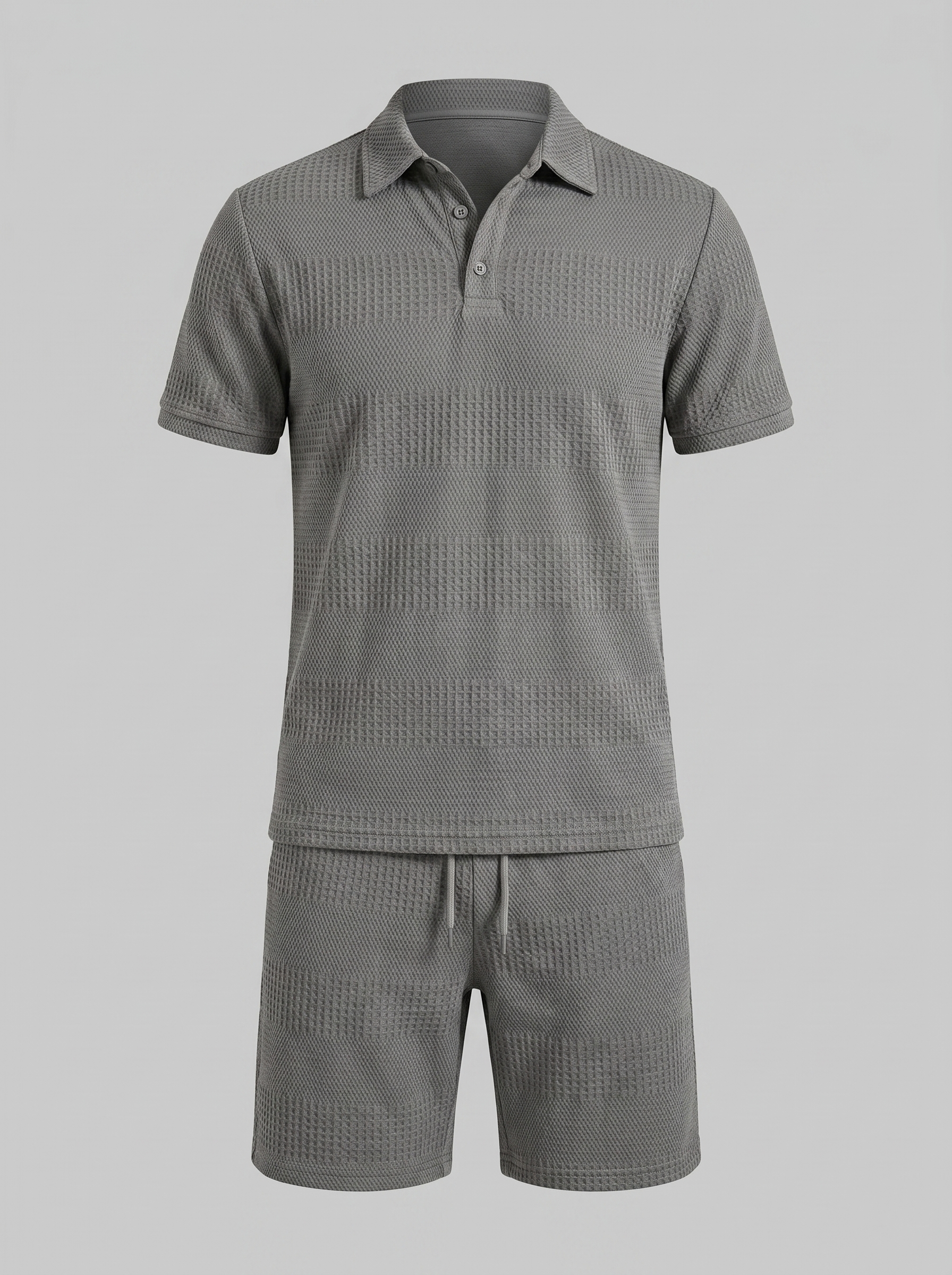 Herren Texturiertes Polo Und Shorts Set