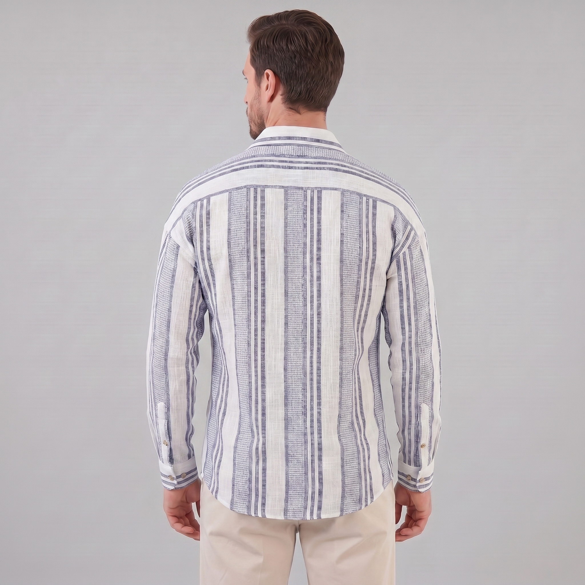 Herren Texturiertes Streifen Sommerhemd