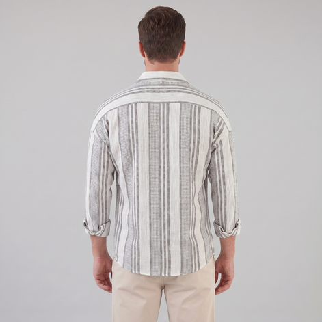 Herren Texturiertes Streifen Sommerhemd