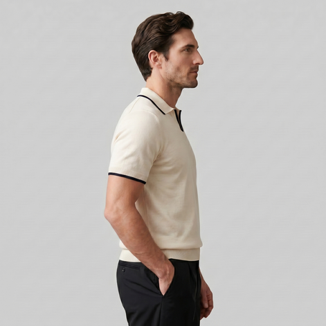 Herren Strick Polohemd Mit Offenem Kragen