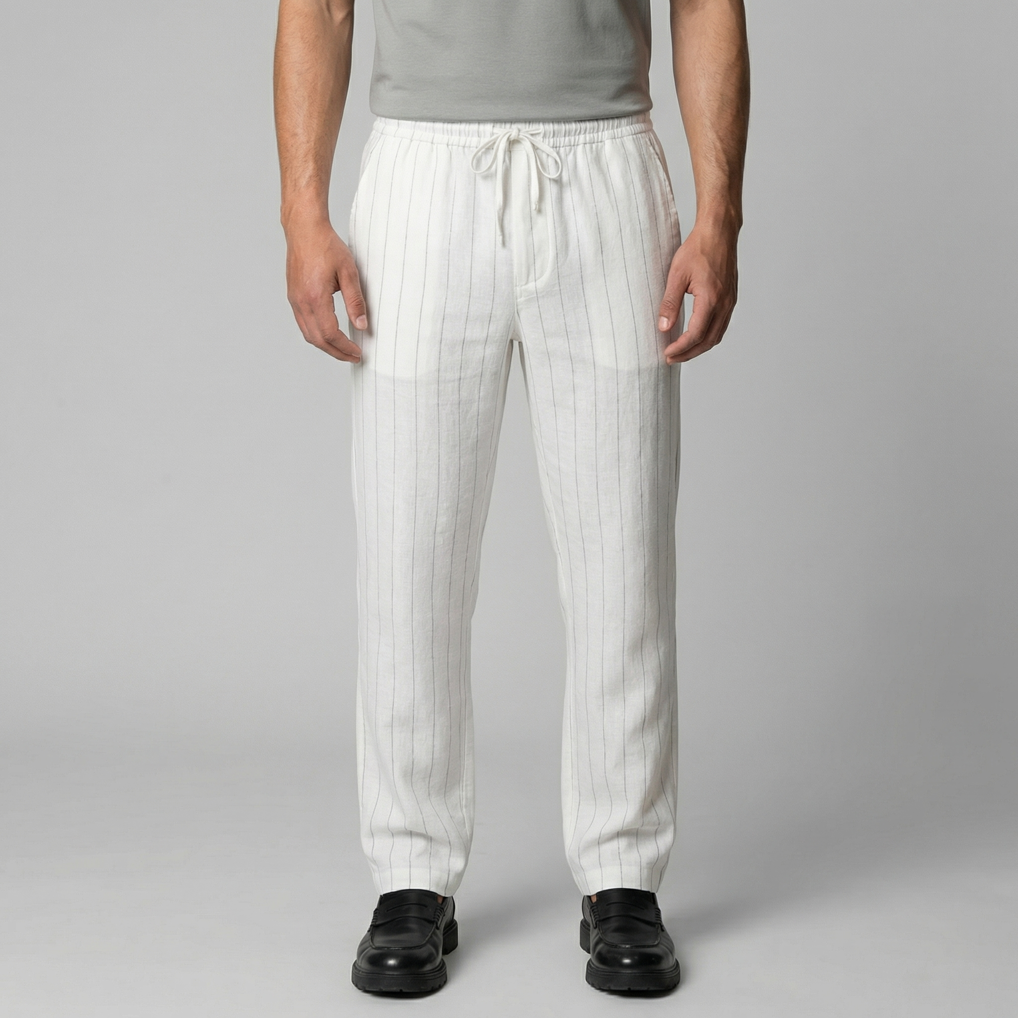 Herren Leinenhose Mit Kordelzug