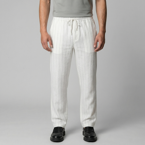 Herren Leinenhose Mit Kordelzug