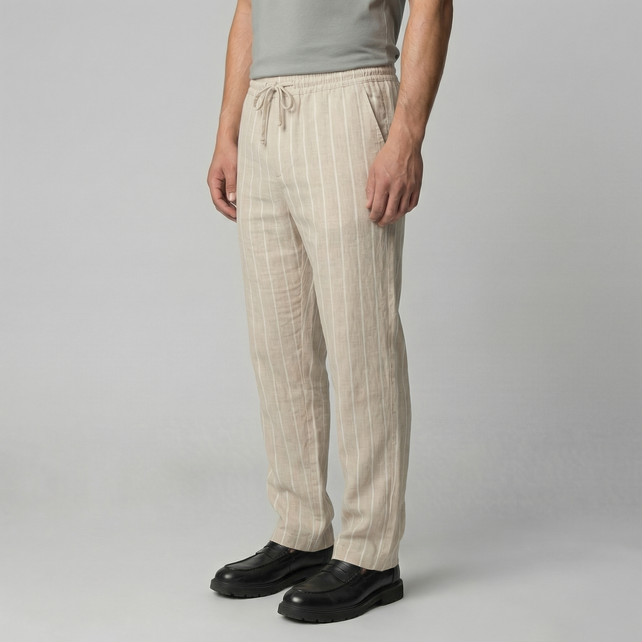 Herren Leinenhose Mit Kordelzug