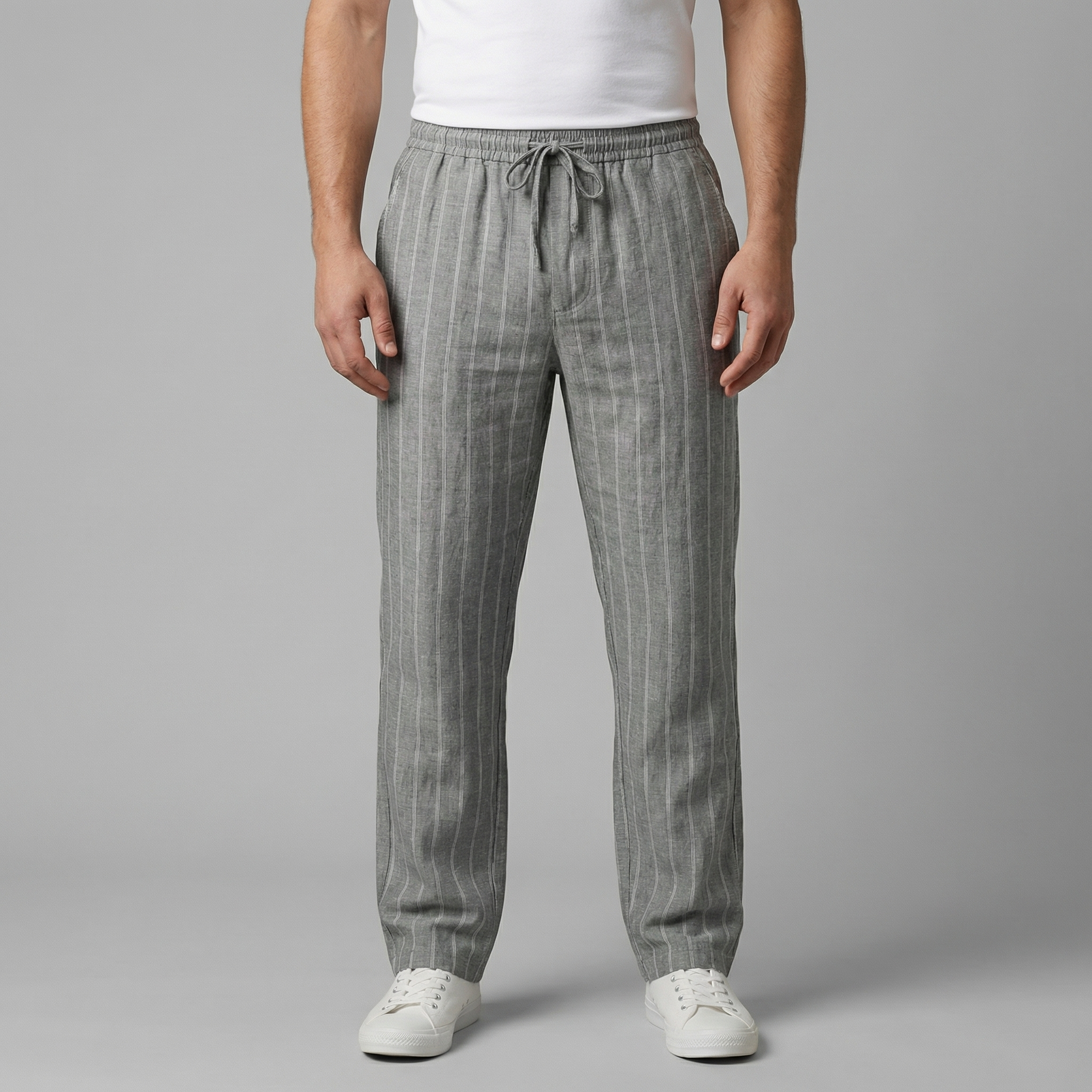 Herren Leinenhose Mit Kordelzug