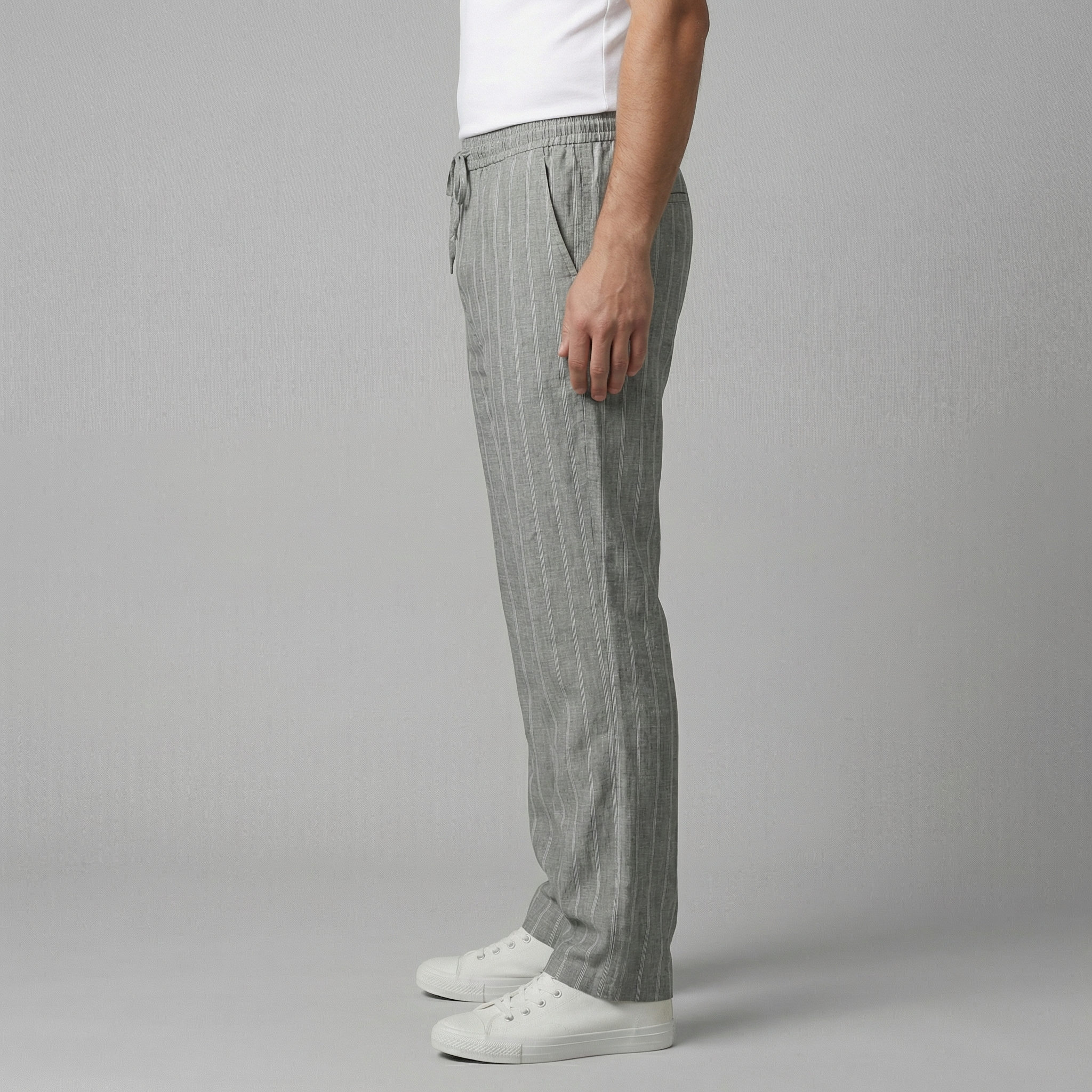 Herren Leinenhose Mit Kordelzug