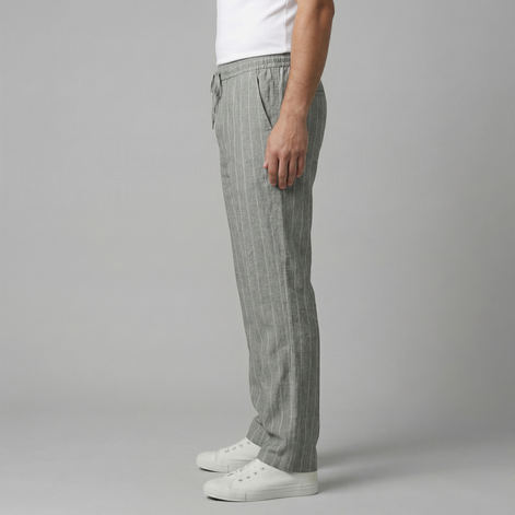 Herren Leinenhose Mit Kordelzug
