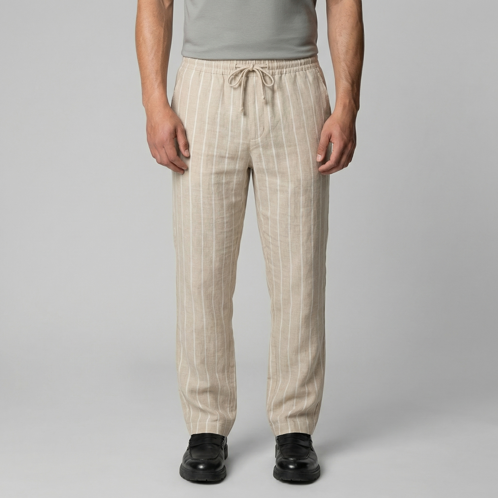 Herren Leinenhose Mit Kordelzug