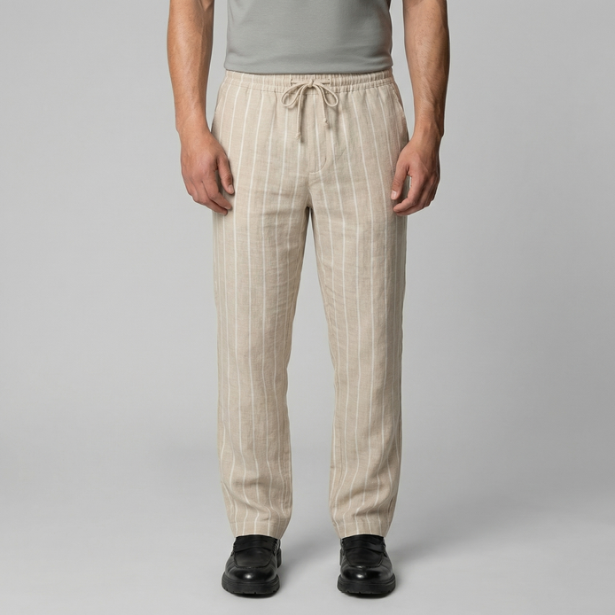 Herren Leinenhose Mit Kordelzug