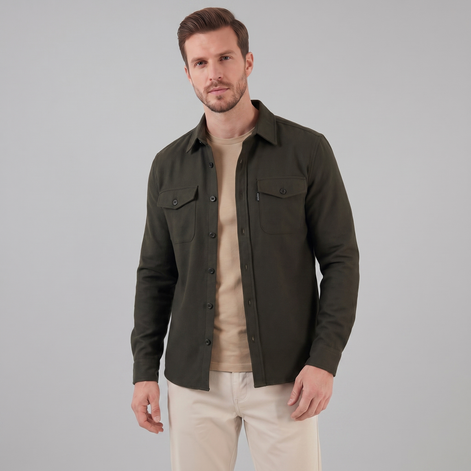 Herren Overshirt Mit Zwei Brusttaschen Slim Fit