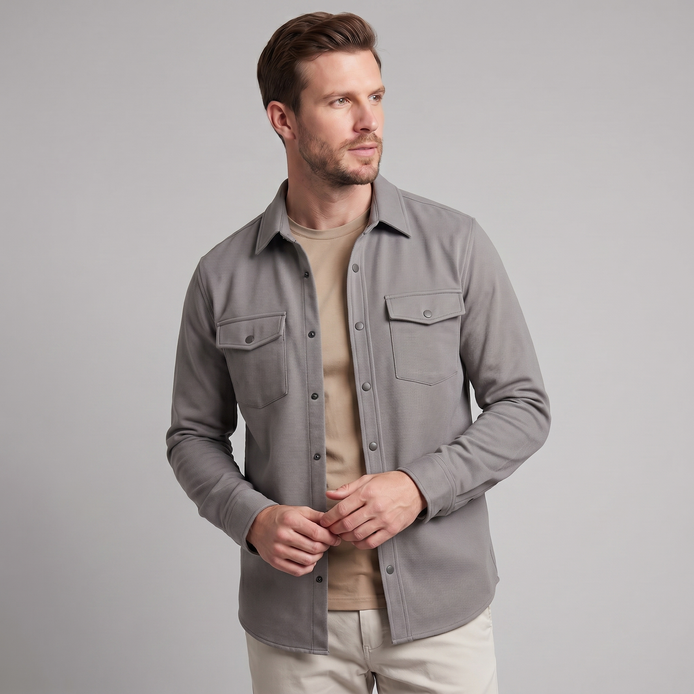 Herren Overshirt Mit Zwei Brusttaschen Slim Fit