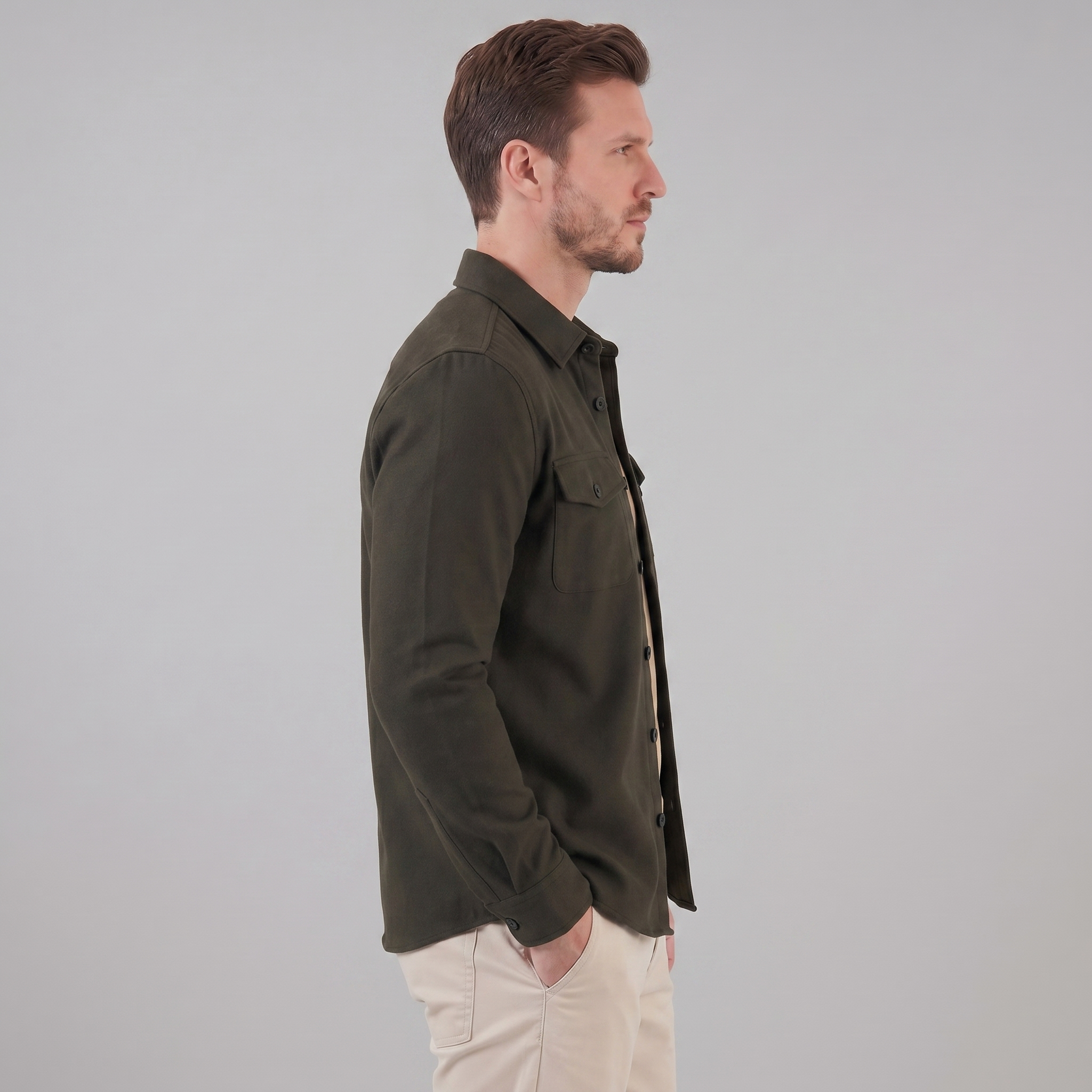 Herren Overshirt Mit Zwei Brusttaschen Slim Fit