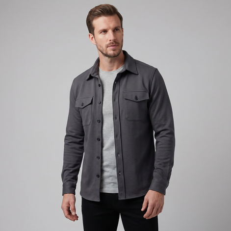 Herren Overshirt Mit Zwei Brusttaschen Slim Fit
