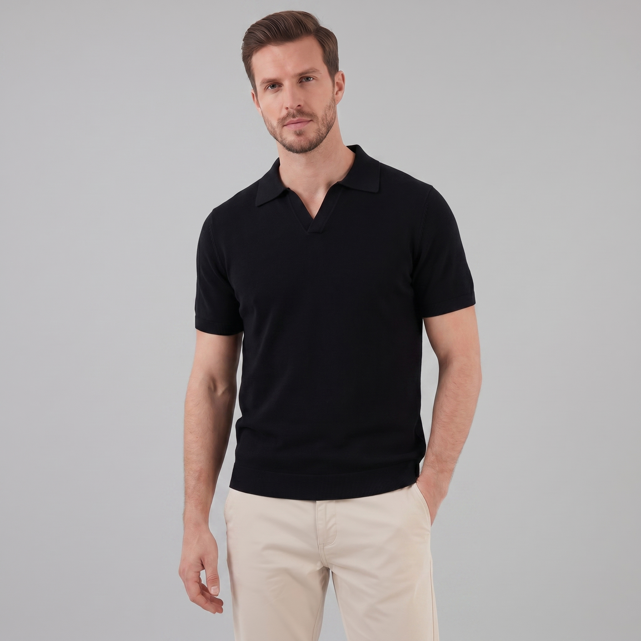 Herren Sommer Polo mit V-Ausschnitt
