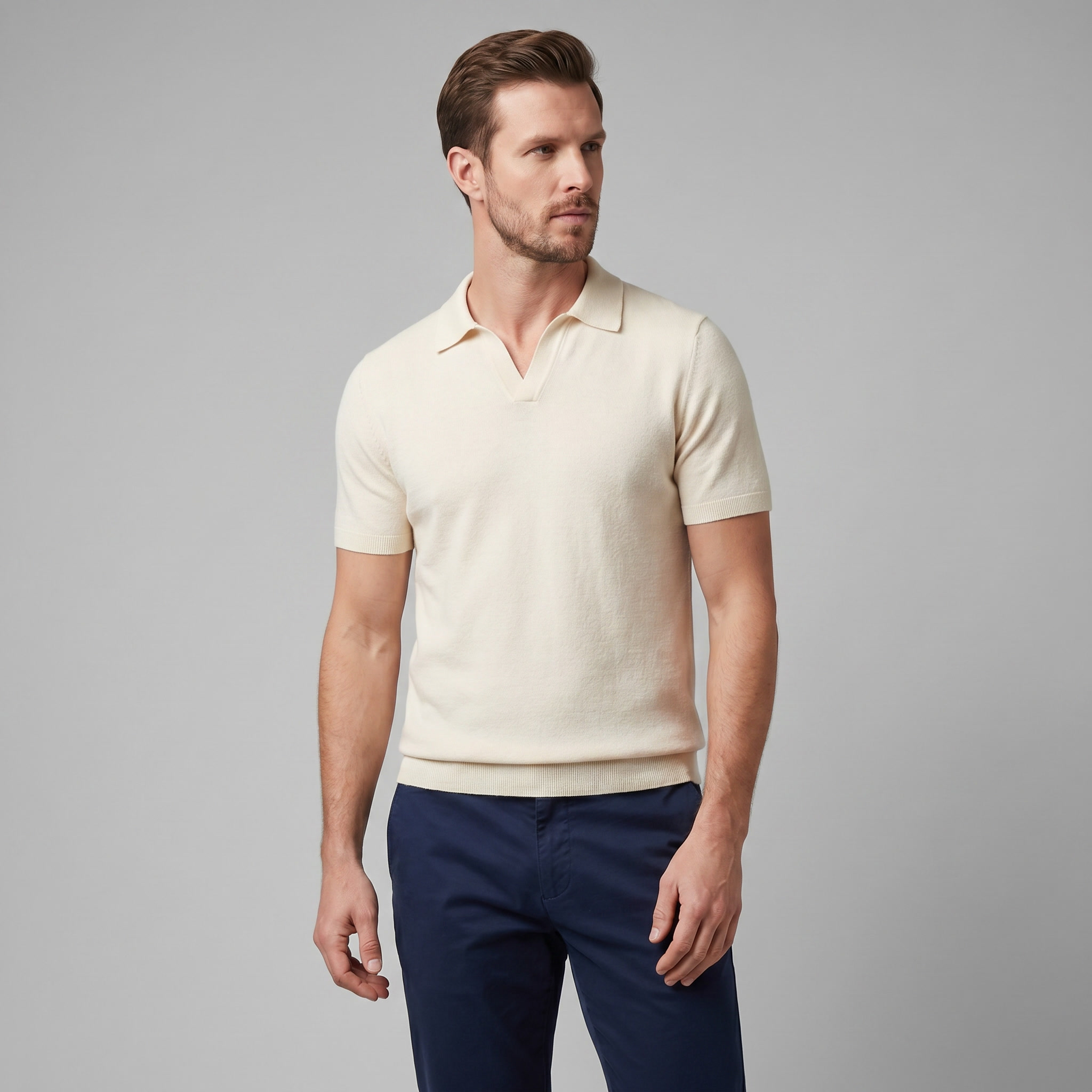 Herren Sommer Polo mit V-Ausschnitt