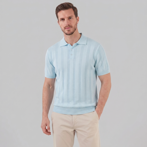 Herren Vertikal Gestreiftes Strickpolo