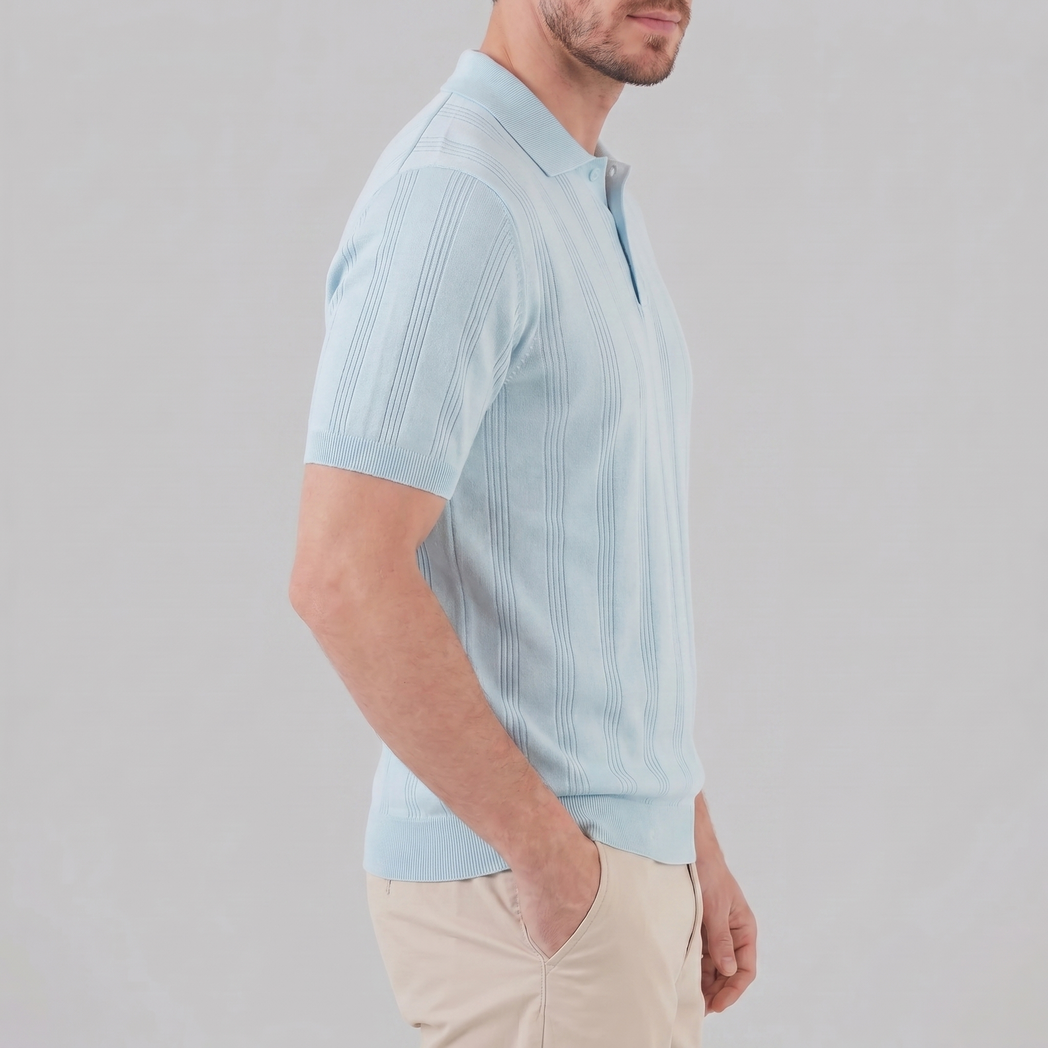 Herren Vertikal Gestreiftes Strickpolo