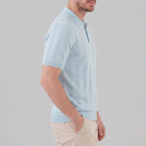 Herren Vertikal Gestreiftes Strickpolo