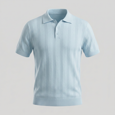 Herren Vertikal Gestreiftes Strickpolo