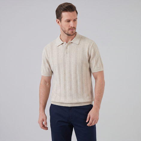 Herren Vertikal Gestreiftes Strickpolo