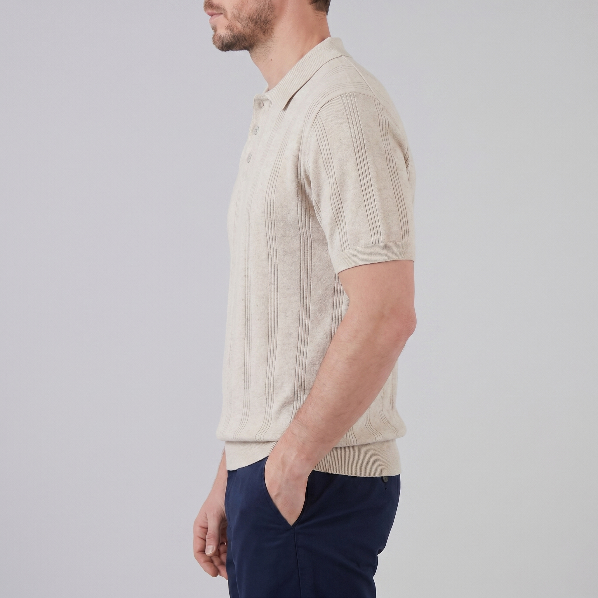 Herren Vertikal Gestreiftes Strickpolo