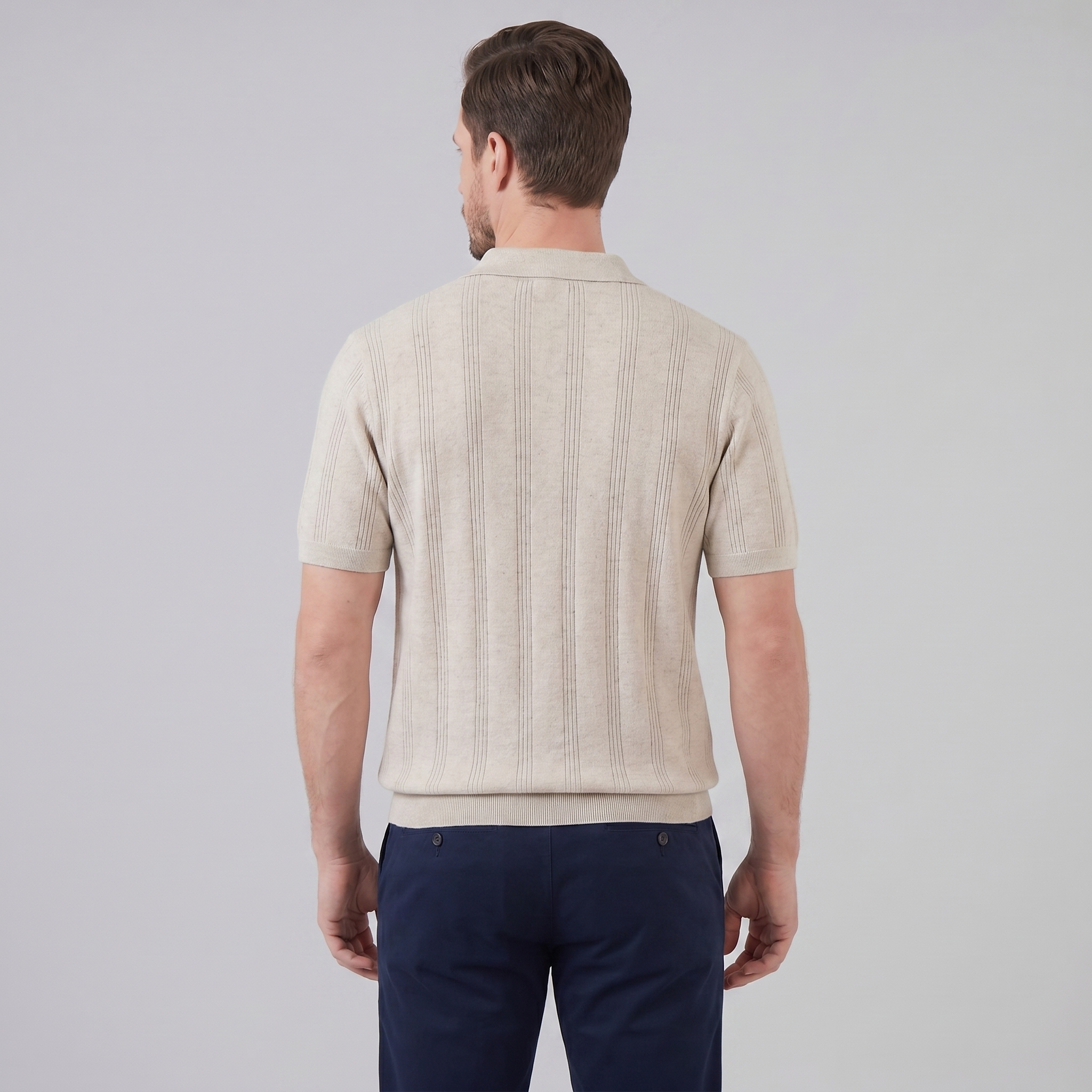 Herren Vertikal Gestreiftes Strickpolo