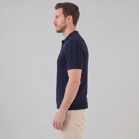 Herren Vertikal Gestreiftes Strickpolo