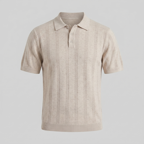 Herren Vertikal Gestreiftes Strickpolo