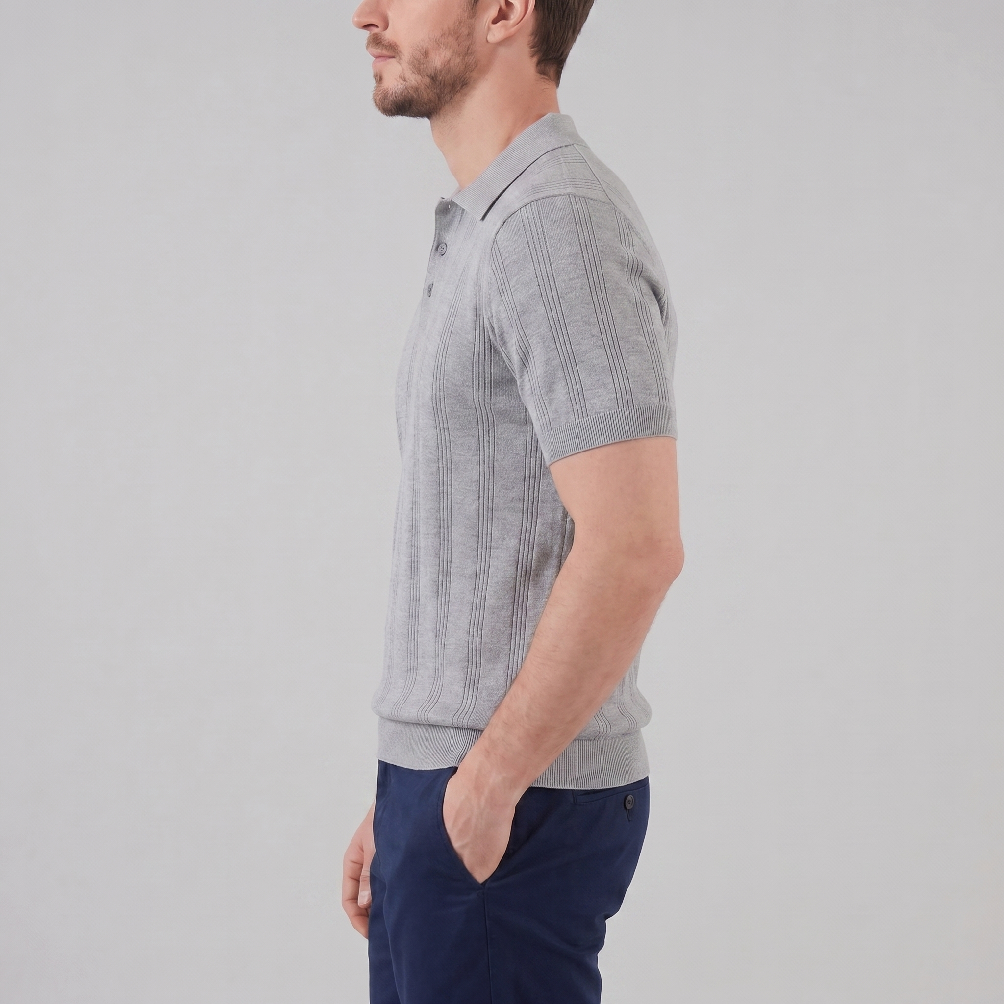 Herren Vertikal Gestreiftes Strickpolo
