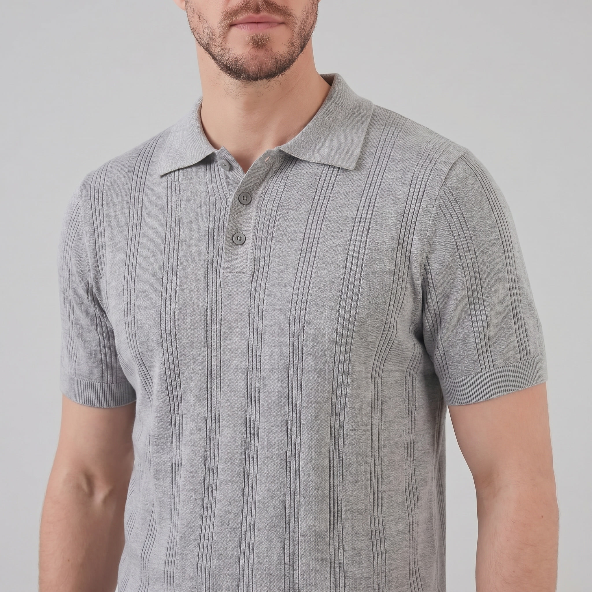 Herren Vertikal Gestreiftes Strickpolo